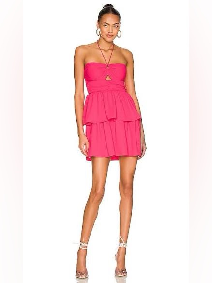 Amanda Uprichard X Revolve Shawnett Tiered Mini Dress In Begonia